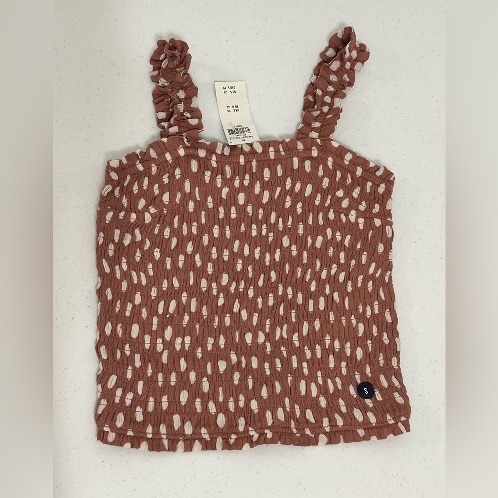 H&M Brown and White Fawn Smocked Camisole forest fairy grunge